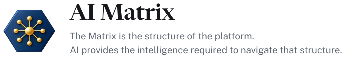 AI Matrix — the Matrix is the structure of the platform; AI provides the intelligence required to navigate that structure